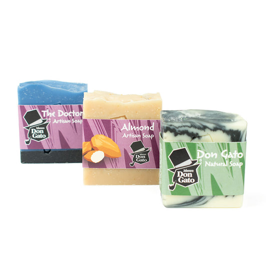 Artisan Variety Signature Gift Set by Don Gato with Don Gato Natural Soap, Almond Artisan Soap, and The Doctor Artisan Soap
