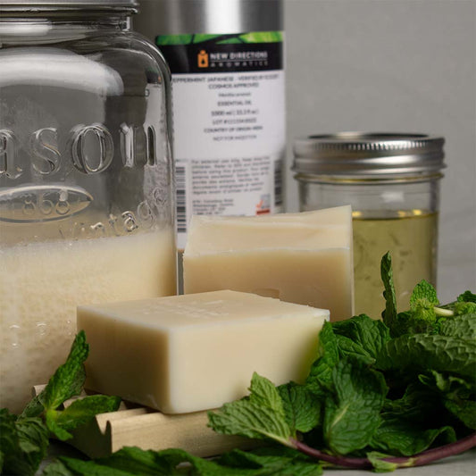 Don Gato Peppermint natural soap bars with fresh mint leaves and peppermint essential oil by Don Gato Soap Co.