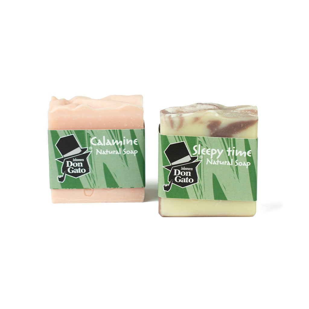 Relaxation Duo natural soap set by Don Gato featuring Sleepy Time Natural Soap and Calamine Natural Soap
