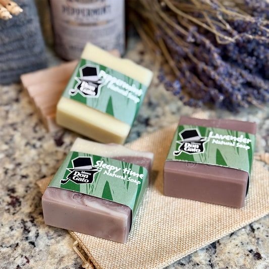 Don Gato Simply Natural monthly soap subscription with Peppermint, Sleepy Time and Lavender natural soap bars by Don Gato Soap Co.