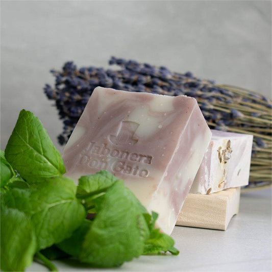 Don Gato Sleepy Time natural soap bars with fresh mint and dried lavender by Don Gato Soap Co.